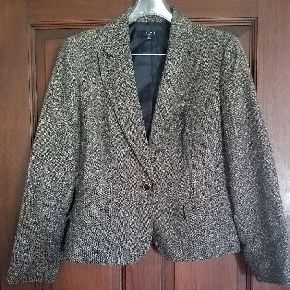 Nine West brown tweed skirt suit sz 12
